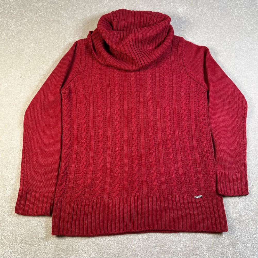 Ivanka Trumps Sweater Cable Knit Red Turtleneck Soft Casual Cozy women's Small